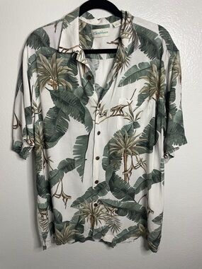 Caribbean Men’s XL Tropical Monkey & Palm Leaf Shirt Vacation Resortwear
